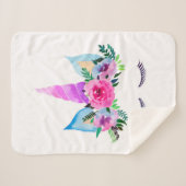 Cute Magical Unicorn Face Sherpa Deken (Voorkant (horizontaal))