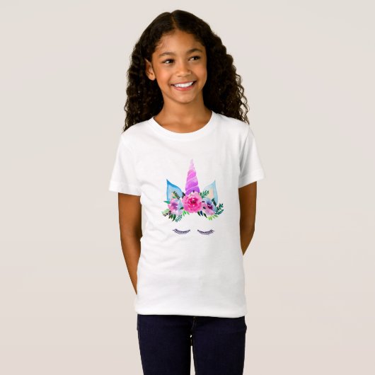Cute Magical Unicorn Face T-shirt (Voorkant volledig)