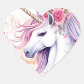 Cute Magical Unicorn Hart Sticker (Voorkant)