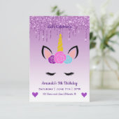 Cute Magical Unicorn & Hearts Birthday Kaart (Staand voorkant)
