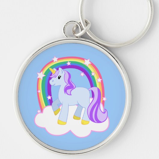 Cute Magical Unicorn met regenboog (!) Sleutelhanger (Voorkant)