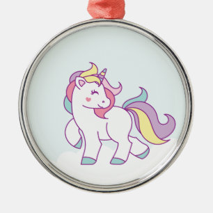 Cute Magical Unicorn Pastel Color Persoonlijk Metalen Ornament
