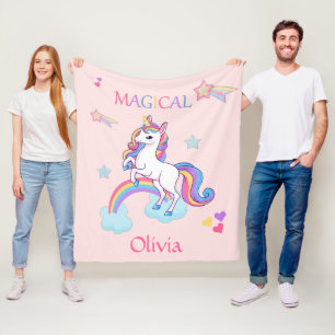 Cute Magical Unicorn Personalized Fleece Deken