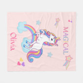Cute Magical Unicorn Personalized Fleece Deken (Voorkant (Horizontaal))