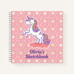 Cute Magical Unicorn Star Polka Dot Persoonlijk Notitieboek