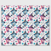 Cute Magical Witch Pattern Cadeaupapier (Vlak)