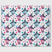 Cute Magical Witch Pattern Cadeaupapier (Vlak)