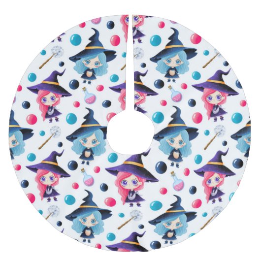 Cute Magical Witch Pattern Kerstboom Rok (Voorkant)
