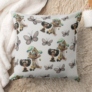 Cute Magical Woodland Fairy Butterfly Grey Kussen