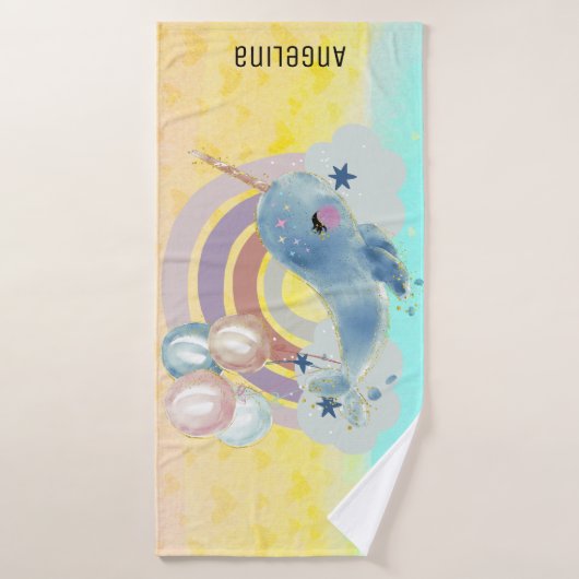 Cute Magical Zee Unicorn Custom Name        Badhanddoek (Badhanddoek)