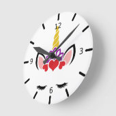 Cute Magique Unicorn Horloge ronde (Angle)