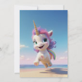 Cute Magique Unicorn Invitation Anniversaire (Dos)