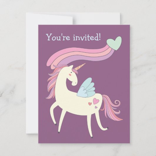 Cute Magique Unicorn Invitation de fête d'annivers (Devant)