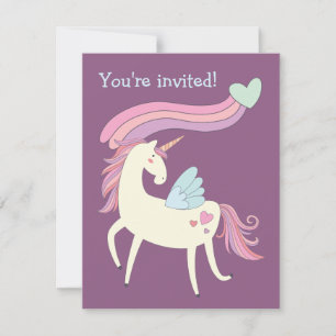 Cute Magique Unicorn Invitation de fête d'annivers