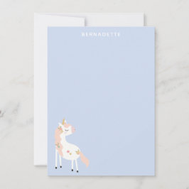 Cute Magische Eenhoorn Pastel Roze Paars Goud Naam Bedankkaart