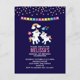 Cute Magische Eenhoorns Regenboog Verjaardagsfeest Briefkaart