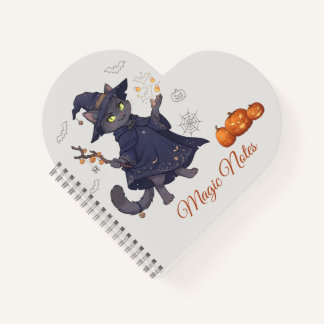 Cute Magische Kat Halloween Spiraal Notebook Notitieboek