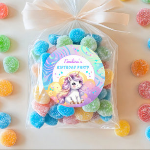 Cute Magische Regenboog Eenhoorn Verjaardagsfeestj Ronde Sticker