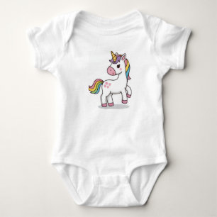 Cute Magische Roze Eenhoorn Illustratie voor Baby Romper