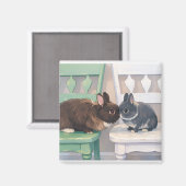 Cute Magnet - Two Rabbits Magneet (Voorkant / Achterkant)