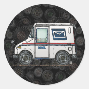 Cute Mail Truck Ronde Sticker