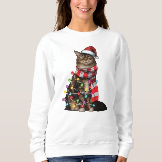 Cute Maine Coon Cat Funny Xmas Holiday Gift Trui (Voorkant)