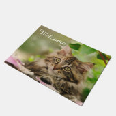Cute Maine Coon Cat Kitten Photo - Entry Welcome Deurmat (Schuin)