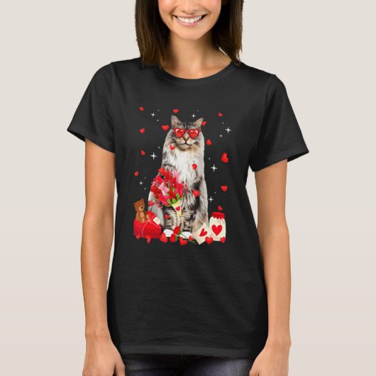 Cute Maine Coon Cat Valentijn Fun Cat Dad Cat Ma T-shirt (Voorkant)