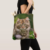 Cute Maine Coon Kitten Cat Flower Meadow - Shopper Draagtas (Dichtbij)