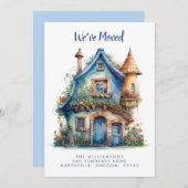 Cute Maison Bleue Faire-part de déménagement (Devant / Derrière)