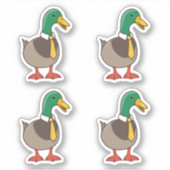Cute Mallard Duck White Collar Necktie 4 Sticker (Voorkant)
