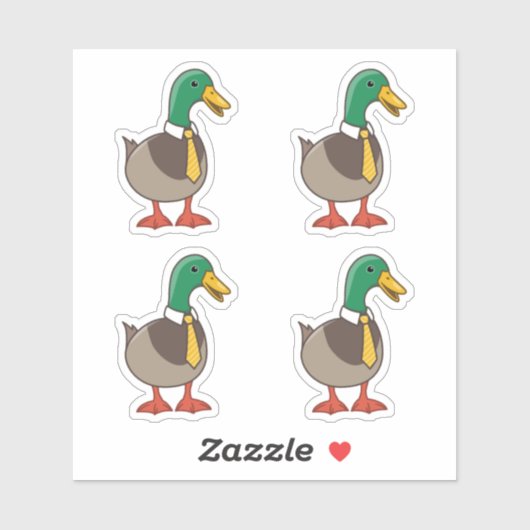 Cute Mallard Duck White Collar Necktie 4 Sticker (Vel)
