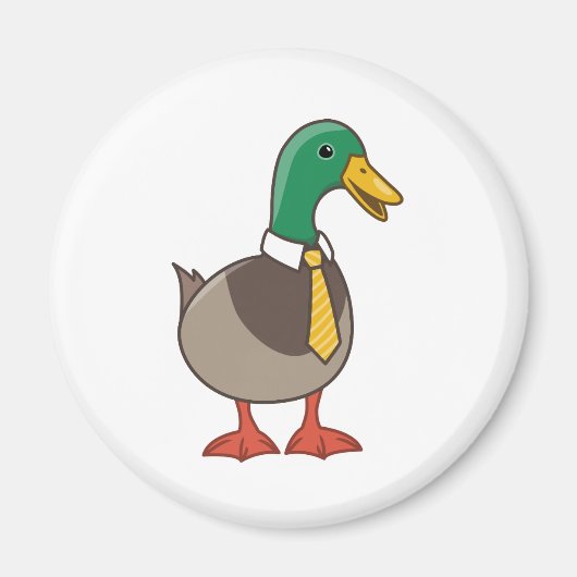 Cute Mallard Duck White Collar Necktie Magneet (Voorkant)