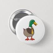 Cute Mallard Duck White Collar Necktie Ronde Button 5,7 Cm (Voorkant /achterkant)