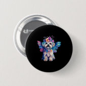 Cute Maltese Dog Angel With Wings  Ronde Button 5,7 Cm (Voorkant /achterkant)