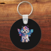 Cute Maltese Dog Angel With Wings  Sleutelhanger (Voorkant)