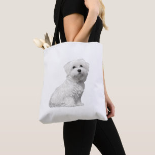 Cute Maltese Dog Sitting Puppy Draagtas