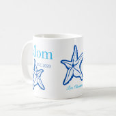 Cute mam Blue Starfish Beachy Coffee Mok (Voorkant links)