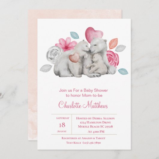 Cute Mama Baby Baby shower Invitation Beer Kaart (Voorkant / Achterkant)