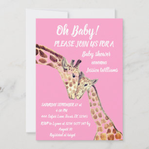 Cute Mama Baby Girl Giraffe Safari Boho Animals Kaart