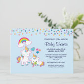 Cute Mama & Baby Unicorn Magical Baby shower Kaart (Staand voorkant)