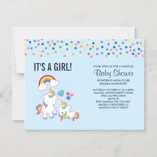 Cute Mama & Baby Unicorn Magical Baby shower Magnetische Uitnodiging (Voorkant)