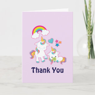 Cute Mama & Baby Unicorn Magical Bedankt Kaart