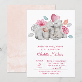 Cute Mama Bears Baby shower Invitation