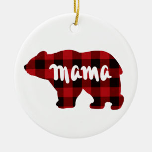 Cute Mama beer design, rustige rode zwarte vlecht Keramisch Ornament