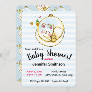 Cute Mama Chat et Kittens Baby Shower Invitations