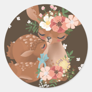 Cute Mama Deer met haar Baby Ronde Sticker