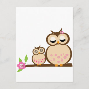 Cute mama en baby owl briefkaart