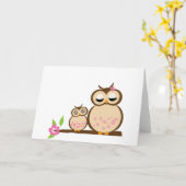 Cute mama en baby owl kaart (Gele Bloem)