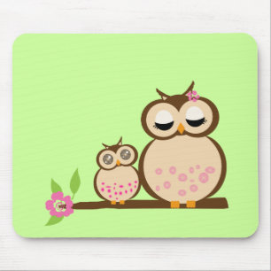 Cute mama en baby owl muismat